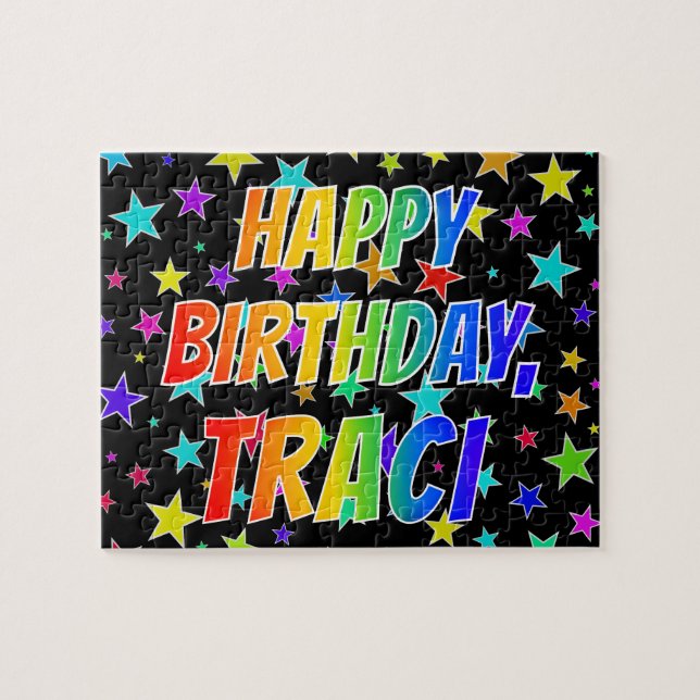 "TRACI" First Name, Fun "HAPPY BIRTHDAY" Jigsaw Puzzle (Horizontal)