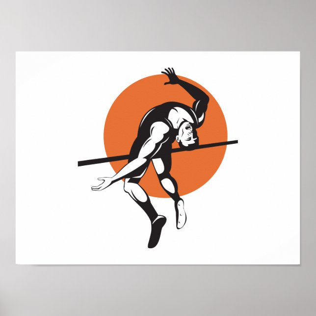 Track and Field Athlete Jumping High Jump Poster (Front)