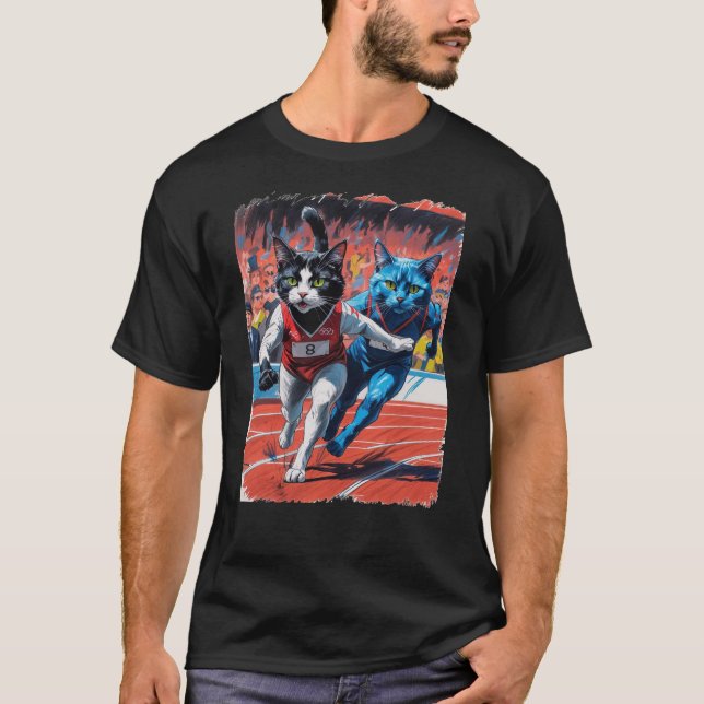 Track and Field Cat Racing! T-Shirt (Front)