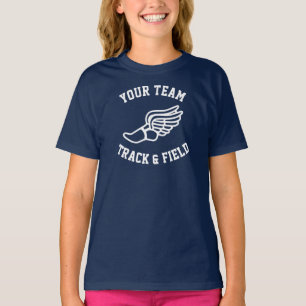 Track and Field Custom Team Name Girls Dark Sports T-Shirt