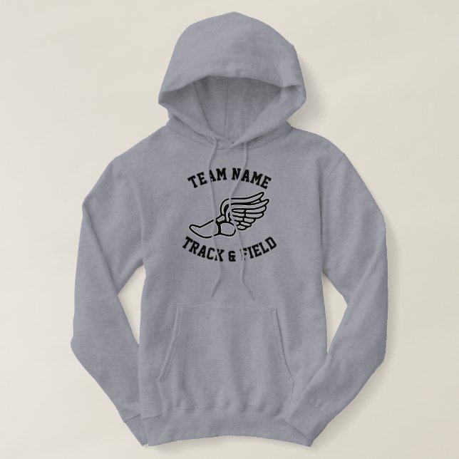 Track and Field Custom Team Name or Text Sports Hoodie (Design Front)