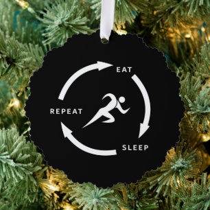 Track And Field Eat Sleep Repeat Sports Fan Saying Tree Decoration Card