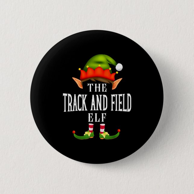 Track And Field Elf Group Funny Christmas Pajama P 6 Cm Round Badge (Front)