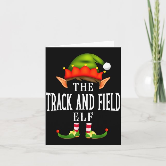 Track And Field Elf Group Funny Christmas Pajama P Card (Front)