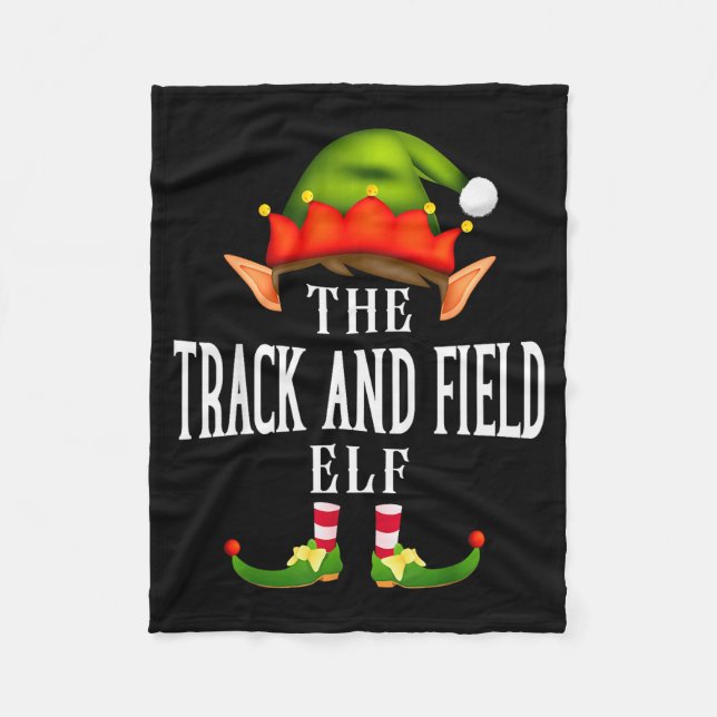 Track And Field Elf Group Funny Christmas Pajama P Fleece Blanket (Front)