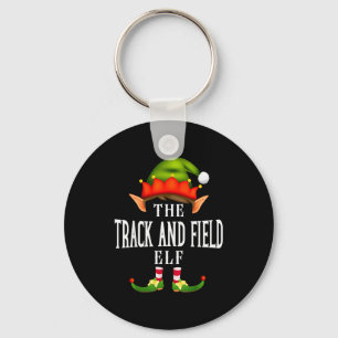 Track And Field Elf Group Funny Christmas Pajama P Key Ring
