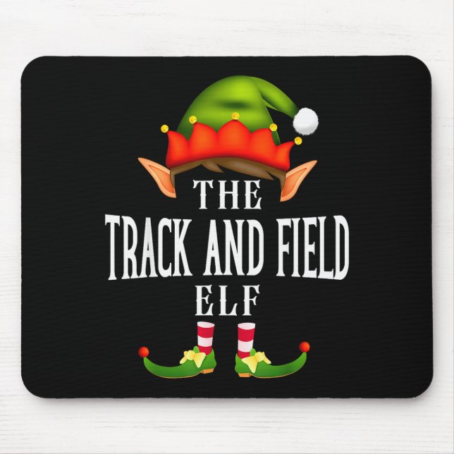 Track And Field Elf Group Funny Christmas Pajama P Mouse Mat (Front)