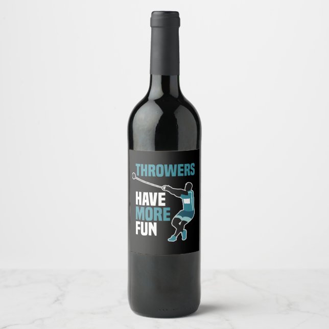 Track And Field Hammer Throw Sport Gift Wine Label (Front)