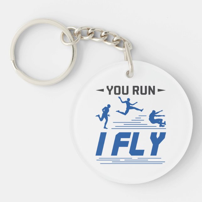 Track and Field Long Jump You Run I Fly Key Ring (Front)