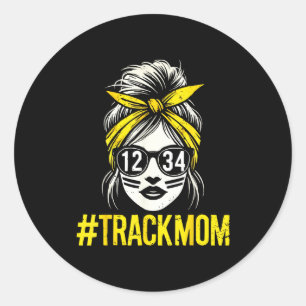 Track and field mum athlete runner mothers day classic round sticker