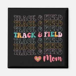 Track And Field Mum Groovy Running Mother’s Day Magnet