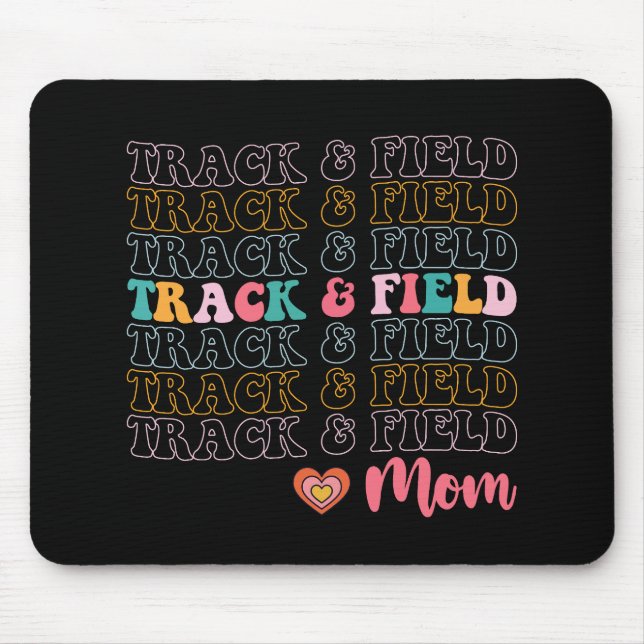 Track And Field Mum Groovy Running Mother’s Day Mouse Mat (Front)