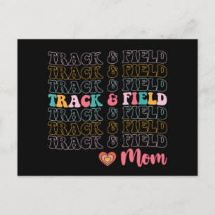 Track And Field Mum Groovy Running Mother’s Day Postcard