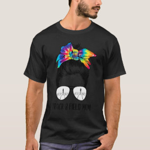 Track And Field Mum Messy Bun Hair Sunglasses Runn T-Shirt
