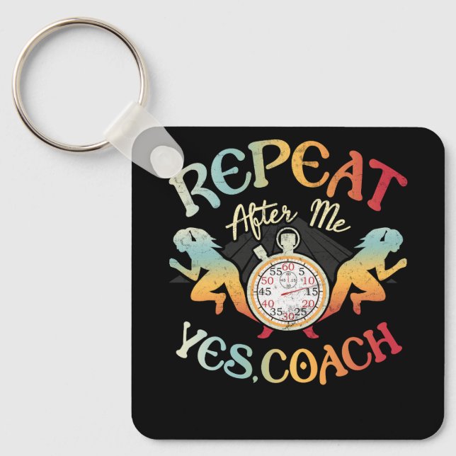 Track and Field School Sport Coaches Runner Repeat Key Ring (Front)