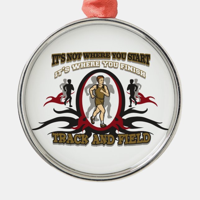 Track and Field Start Metal Tree Decoration (Front)