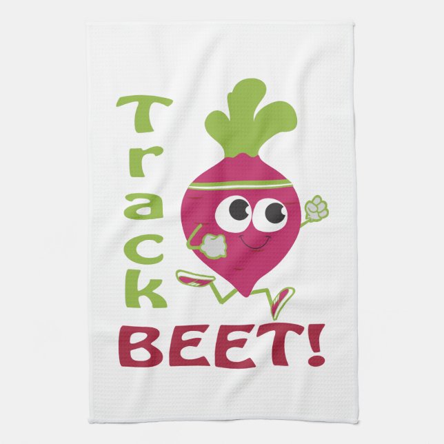 Track Beet Tea Towel (Vertical)
