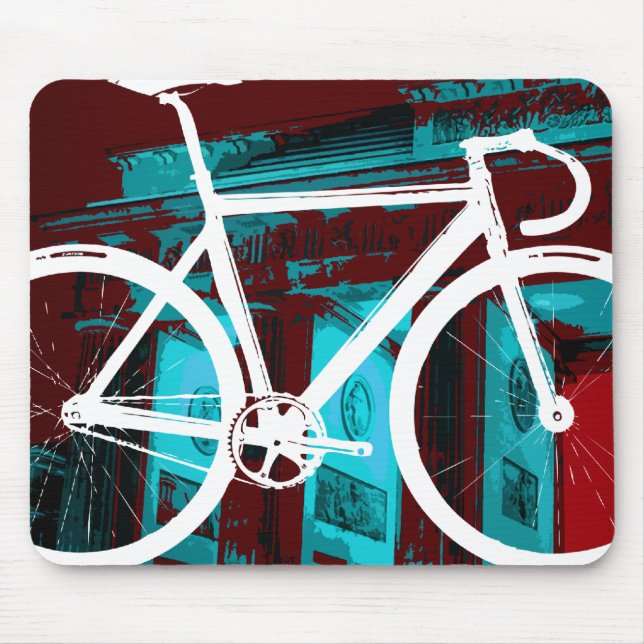 Track Bike Berlin - red blue Mouse Mat (Front)