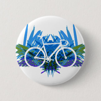 Track Bike on Blue/green 6 Cm Round Badge