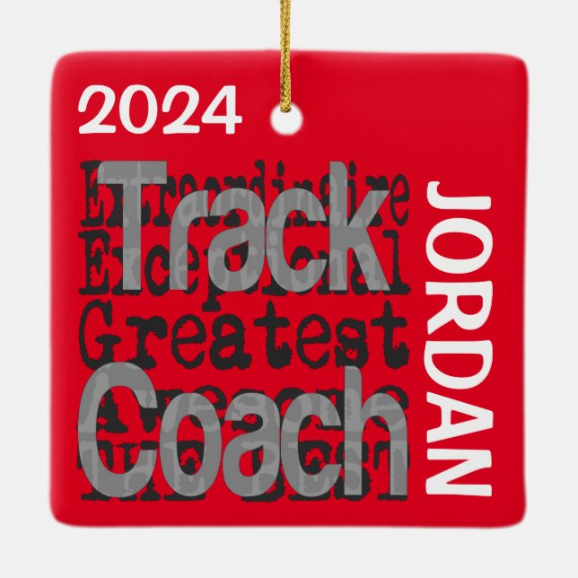 Track Coach Extraordinaire CUSTOM Ceramic Ornament (Back)
