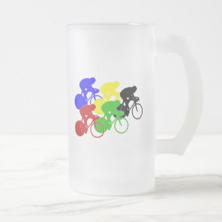 Track Cycling Bicycle Race Bike Riders   Frosted Glass Beer Mug