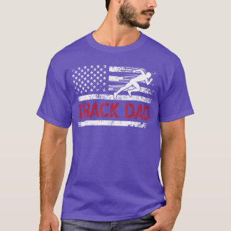 Track Dad Of Arack And Field Athlete US Flagrack F T-Shirt