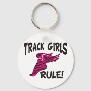 TRACK GIRLS BLACK ON HOT PINK KEY RING