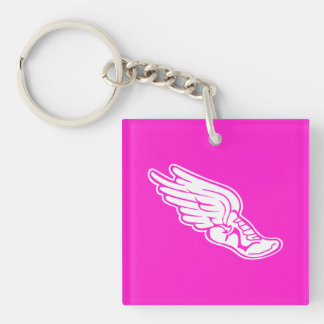 Track Logo Acrylic Keychain Pink