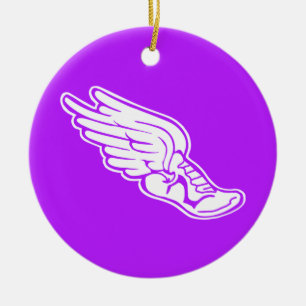 Track Logo Ornament w/name Purple