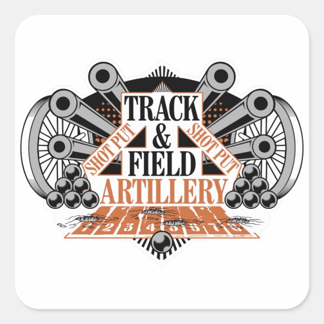 track n field artillery square sticker (Front)