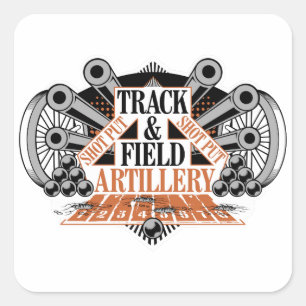 track n field artillery square sticker