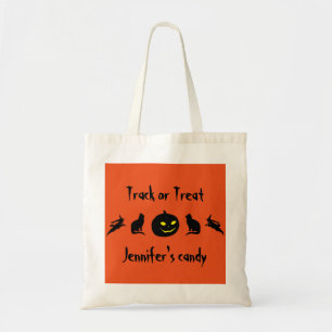 Track or Treat Skull Spider Personalised Halloween Tote Bag