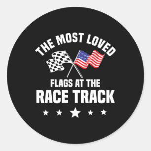 Track Racing Automobile Race American Independence Classic Round Sticker