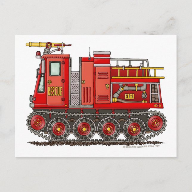 Track Rescue Pumper Fire Truck Firefighter Postcard (Front)