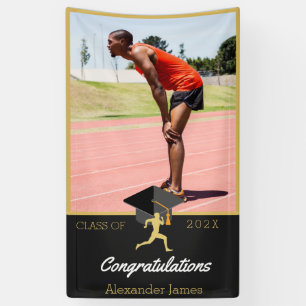 Track runner congratulation graduate Photo Banner