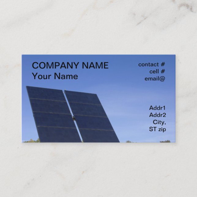 tracking solar panel business card (Front)