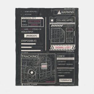 Tracking - Techno-Brutalist Streetwear Design Fleece Blanket