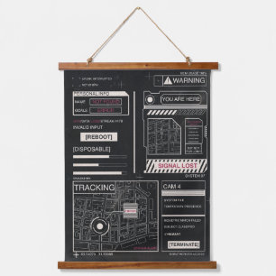 Tracking - Techno-Brutalist Streetwear Design Hanging Tapestry