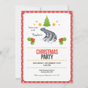 Tracks in the Snow Christmas Party Invitation