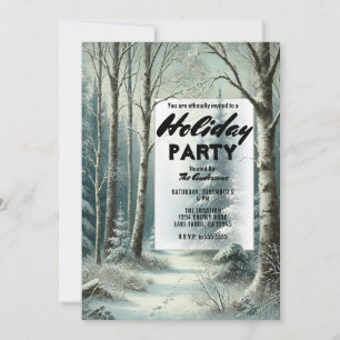 Tracks in the Snow Winter Rustic Holiday Party Invitation