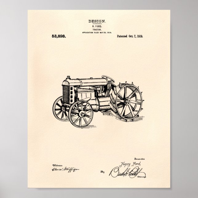 Tractor 1919 Patent Art Old Peper Poster (Front)