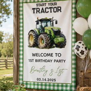 Tractor 1st Birthday Party Fun Farm Banner