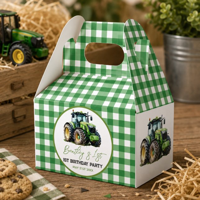 Tractor 1st Birthday Party Fun Farm  Favour Box (Tractor 1st Birthday Party Fun Farm Favor Boxes)
