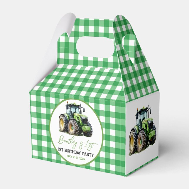 Tractor 1st Birthday Party Fun Farm  Favour Box (Back Side)