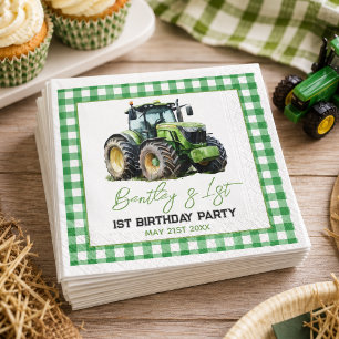 Tractor 1st Birthday Party Fun Farm  Napkin