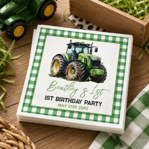 Tractor 1st Birthday Party Fun Farm Napkin