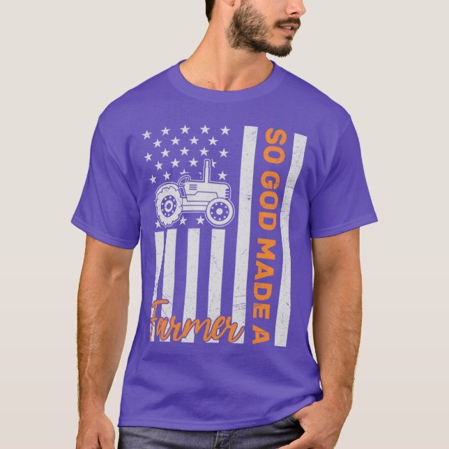 Tractor American Flag Farmer T-Shirt (Front)