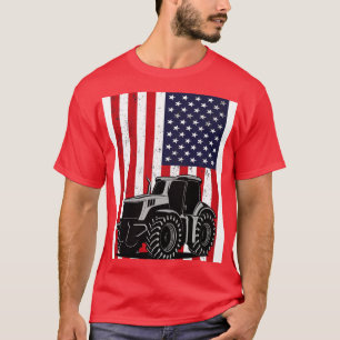 Tractor American Flag patriotic vintage farming 2 T-Shirt