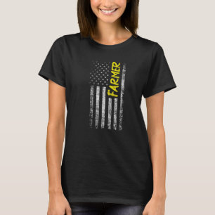 Tractor American Usa Flag Farmer Rancher Farming T-Shirt