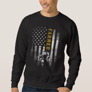 Tractor American USA Flag Funny Farmer Rancher Gif Sweatshirt